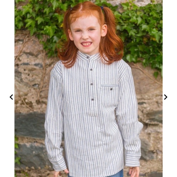 Lee Valley Ireland Kids “My Grandfather Shirt”. NWT. COLOR: Blue/Ivory Stripe. - Picture 3 of 3
